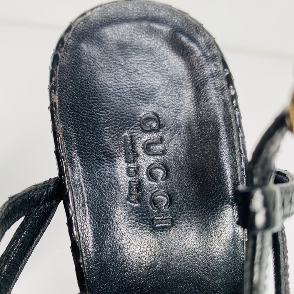 Gucci Green Snakeskin Strappy Python Sandals 6b - image 7